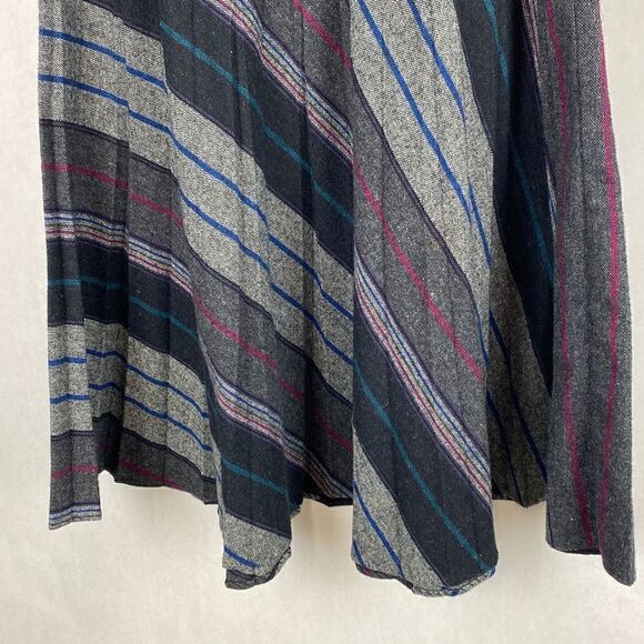 Vtg Marilyn Togs Midi Skirt Wool Blend Small XS Gray Stripe - Picture 3 of 12